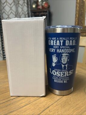 Insulated Navy Blue 'Great Dad' Travel Tumbler